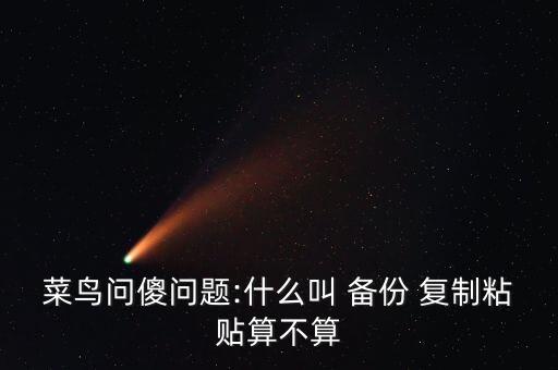 菜鳥問傻問題:什么叫 備份 復(fù)制粘貼算不算