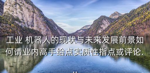 工業(yè) 機器人的現(xiàn)狀與未來發(fā)展前景如何請業(yè)內高手給點實質性指點或評論...