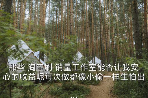 那些 淘寶刷 銷量工作室能否讓我安心的收益呢每次做都像小偷一樣生怕出...