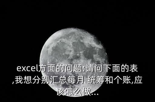 excel方面的問題:請(qǐng)問下面的表,我想分別匯總每月 統(tǒng)籌和個(gè)賬,應(yīng)該怎么做...