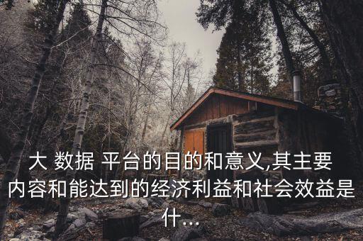 大 數(shù)據(jù) 平臺的目的和意義,其主要內(nèi)容和能達(dá)到的經(jīng)濟(jì)利益和社會效益是什...