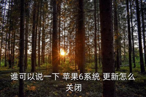 誰可以說一下 蘋果6系統(tǒng) 更新怎么 關閉