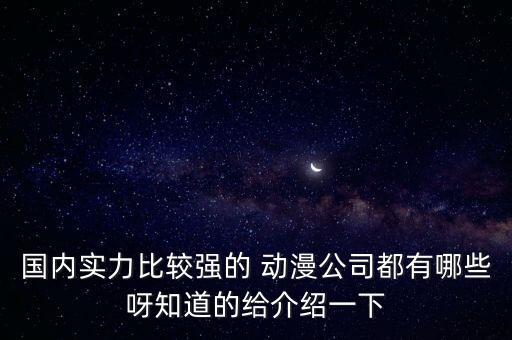 國(guó)內(nèi)實(shí)力比較強(qiáng)的 動(dòng)漫公司都有哪些呀知道的給介紹一下