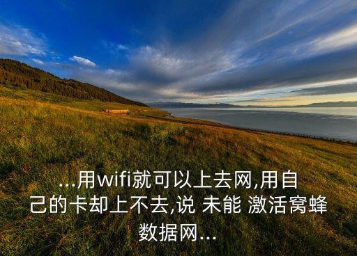 ...用wifi就可以上去網(wǎng),用自己的卡卻上不去,說 未能 激活窩蜂數(shù)據(jù)網(wǎng)...