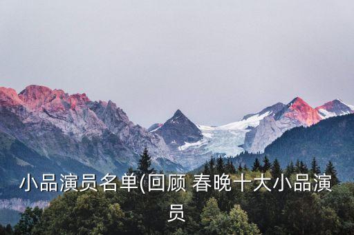 小品演員名單(回顧 春晚十大小品演員