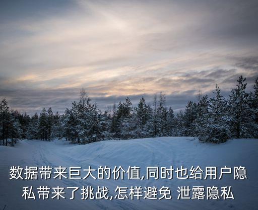 數(shù)據(jù)帶來巨大的價值,同時也給用戶隱私帶來了挑戰(zhàn),怎樣避免 泄露隱私