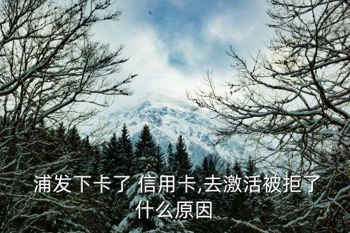  浦發(fā)下卡了 信用卡,去激活被拒了什么原因