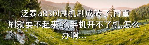  泛泰a830l刷機(jī)刷成磚了,再重刷就耍不起來了,手機(jī)開不了機(jī),怎么辦啊...