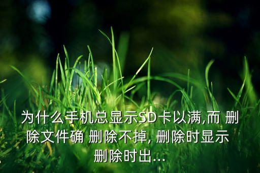 為什么手機總顯示SD卡以滿,而 刪除文件確 刪除不掉, 刪除時顯示 刪除時出...
