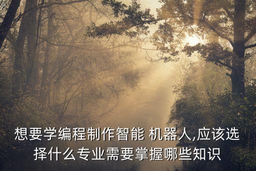 想要學編程制作智能 機器人,應該選擇什么專業(yè)需要掌握哪些知識