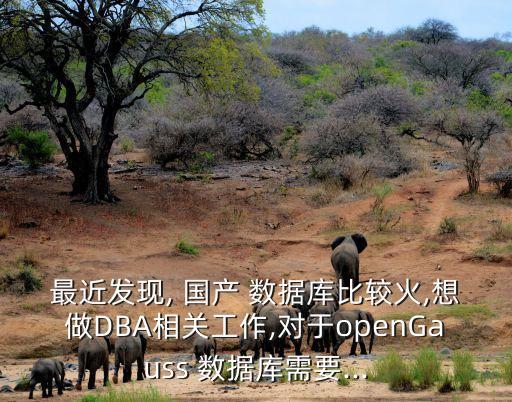 最近發(fā)現, 國產 數據庫比較火,想做DBA相關工作,對于openGauss 數據庫需要...