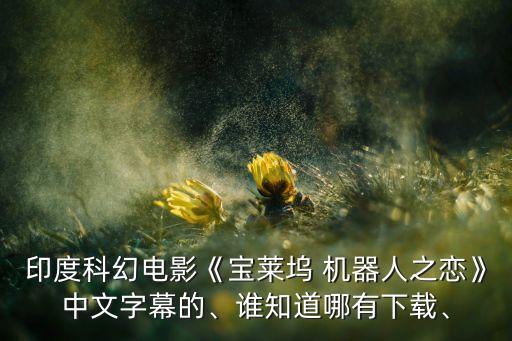 印度科幻電影《寶萊塢 機器人之戀》中文字幕的、誰知道哪有下載、