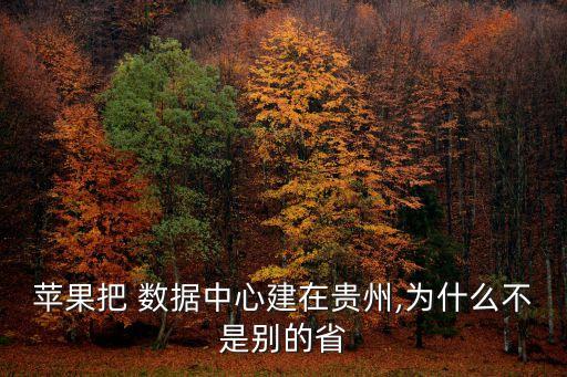 蘋(píng)果把 數(shù)據(jù)中心建在貴州,為什么不是別的省