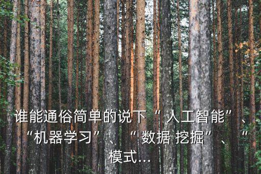 誰能通俗簡單的說下“ 人工智能”、“機器學(xué)習(xí)”、“ 數(shù)據(jù) 挖掘”、“模式...