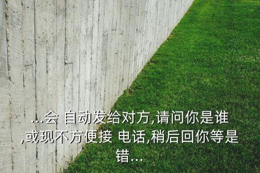 不方便接電話的時候 手機(jī)會自動回答 然后再發(fā)信息嗎