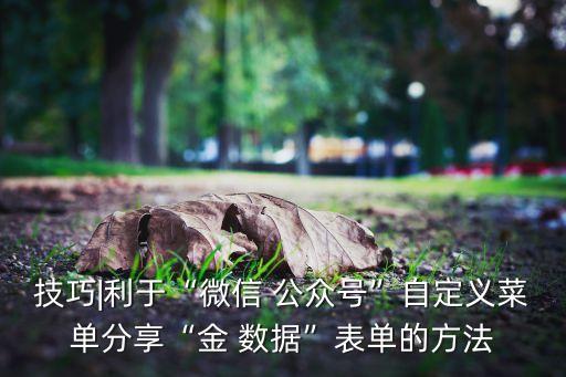 技巧|利于“微信 公眾號(hào)”自定義菜單分享“金 數(shù)據(jù)”表單的方法