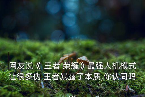 網(wǎng)友說(shuō)《 王者 榮耀》最強(qiáng)人機(jī)模式讓很多偽 王者暴露了本質(zhì),你認(rèn)同嗎...