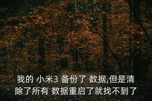 我的 小米3 備份了 數(shù)據(jù),但是清除了所有 數(shù)據(jù)重啟了就找不到了