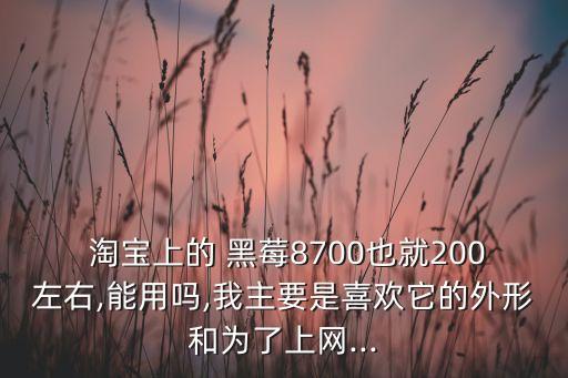  淘寶上的 黑莓8700也就200左右,能用嗎,我主要是喜歡它的外形和為了上網(wǎng)...