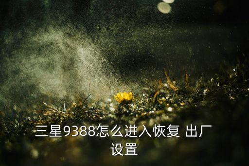  三星9388怎么進(jìn)入恢復(fù) 出廠 設(shè)置