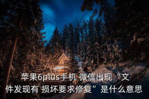  蘋果6plus手機 微信出現(xiàn)“文件發(fā)現(xiàn)有 損壞要求修復”是什么意思