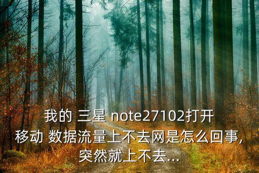 我的 三星 note27102打開移動 數(shù)據(jù)流量上不去網(wǎng)是怎么回事,突然就上不去...