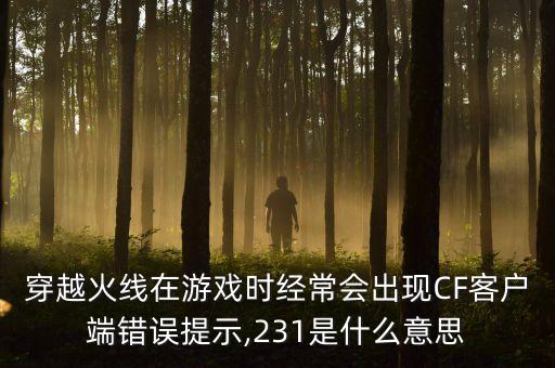 穿越火線在游戲時經(jīng)常會出現(xiàn)CF客戶端錯誤提示,231是什么意思