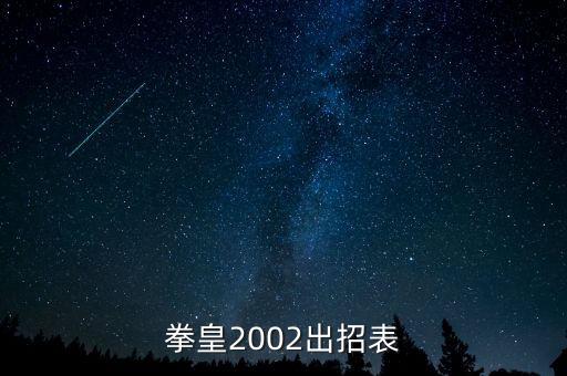 拳皇2002出招表