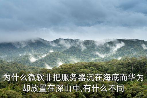 為什么微軟非把服務(wù)器沉在海底而華為卻放置在深山中,有什么不同