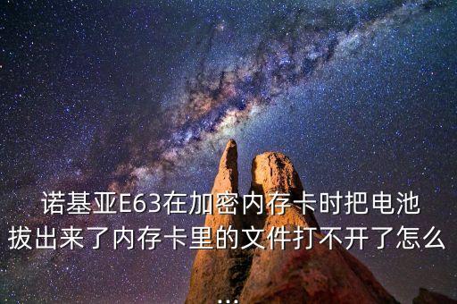  諾基亞E63在加密內(nèi)存卡時(shí)把電池拔出來了內(nèi)存卡里的文件打不開了怎么...