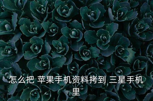怎么把 蘋(píng)果手機(jī)資料拷到 三星手機(jī)里