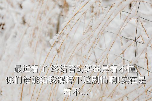 最近看了 終結(jié)者5,實在是看不懂,你們誰能給我解釋下這劇情啊!實在是看不...