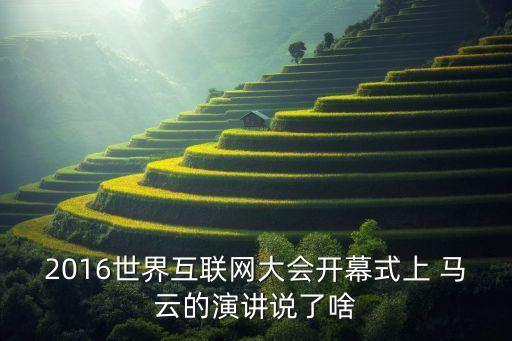 2016世界互聯(lián)網大會開幕式上 馬云的演講說了啥