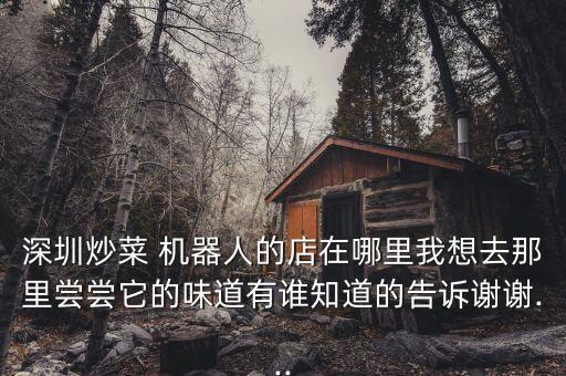 深圳炒菜 機(jī)器人的店在哪里我想去那里嘗嘗它的味道有誰知道的告訴謝謝...