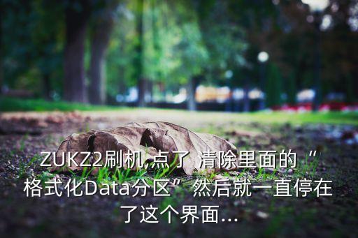 ZUKZ2刷機(jī),點(diǎn)了 清除里面的“格式化Data分區(qū)”然后就一直停在了這個(gè)界面...