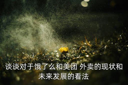 談談對于餓了么和美團 外賣的現(xiàn)狀和未來發(fā)展的看法