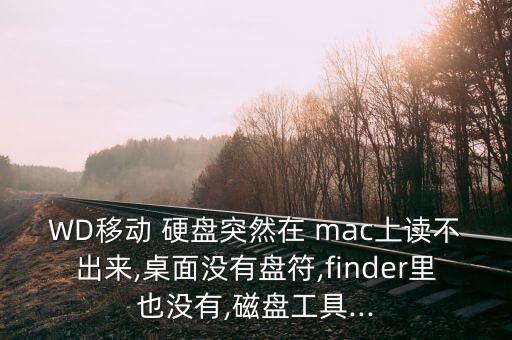 WD移動(dòng) 硬盤突然在 mac上讀不出來,桌面沒有盤符,finder里也沒有,磁盤工具...