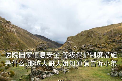 醫(yī)院國家信息安全 等級保護制度措施是什么,那位大哥大姐知道請告訴小弟...