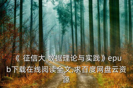 《 征信大 數(shù)據(jù)理論與實(shí)踐》epub下載在線閱讀全文,求百度網(wǎng)盤云資源
