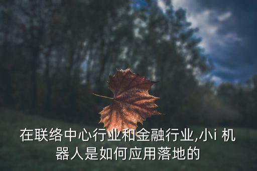 在聯(lián)絡(luò)中心行業(yè)和金融行業(yè),小i 機(jī)器人是如何應(yīng)用落地的