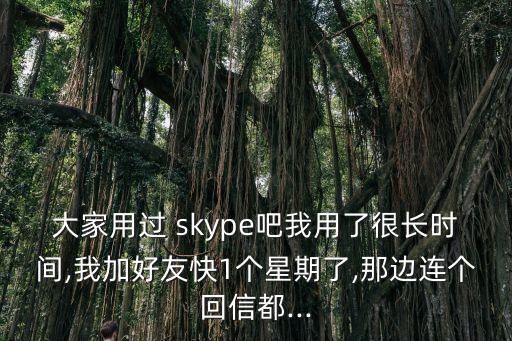 大家用過(guò) skype吧我用了很長(zhǎng)時(shí)間,我加好友快1個(gè)星期了,那邊連個(gè)回信都...