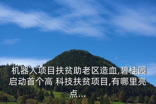  機(jī)器人項(xiàng)目扶貧助老區(qū)造血,碧桂園啟動(dòng)首個(gè)高 科技扶貧項(xiàng)目,有哪里亮點(diǎn)...