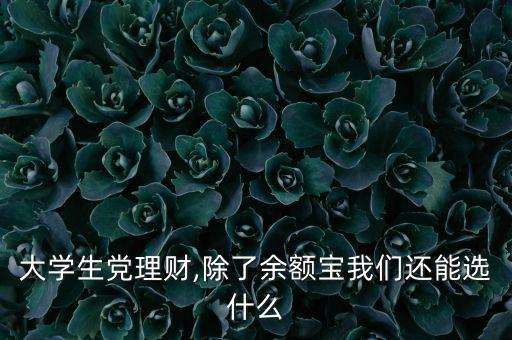 大學生黨理財,除了余額寶我們還能選什么