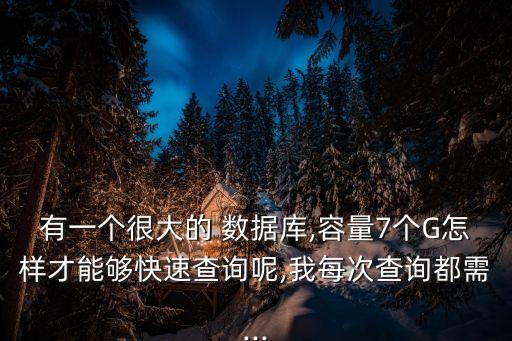 有一個很大的 數(shù)據(jù)庫,容量7個G怎樣才能夠快速查詢呢,我每次查詢都需...