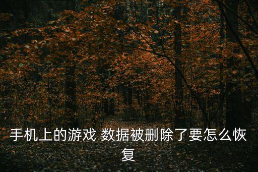 手機上的游戲 數(shù)據(jù)被刪除了要怎么恢復