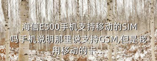  海信E500手機支持移動的SIM嗎手機說明那里說支持GSM,但是我用移動的卡...
