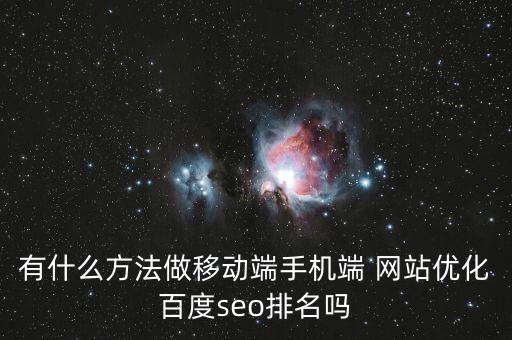 有什么方法做移動端手機(jī)端 網(wǎng)站優(yōu)化百度seo排名嗎