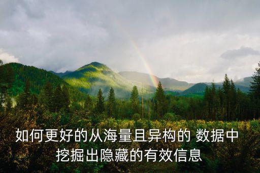 如何更好的從海量且異構(gòu)的 數(shù)據(jù)中 挖掘出隱藏的有效信息