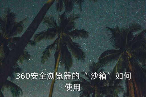  360安全瀏覽器的“ 沙箱”如何使用