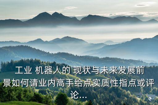 工業(yè) 機器人的 現(xiàn)狀與未來發(fā)展前景如何請業(yè)內(nèi)高手給點實質(zhì)性指點或評論...